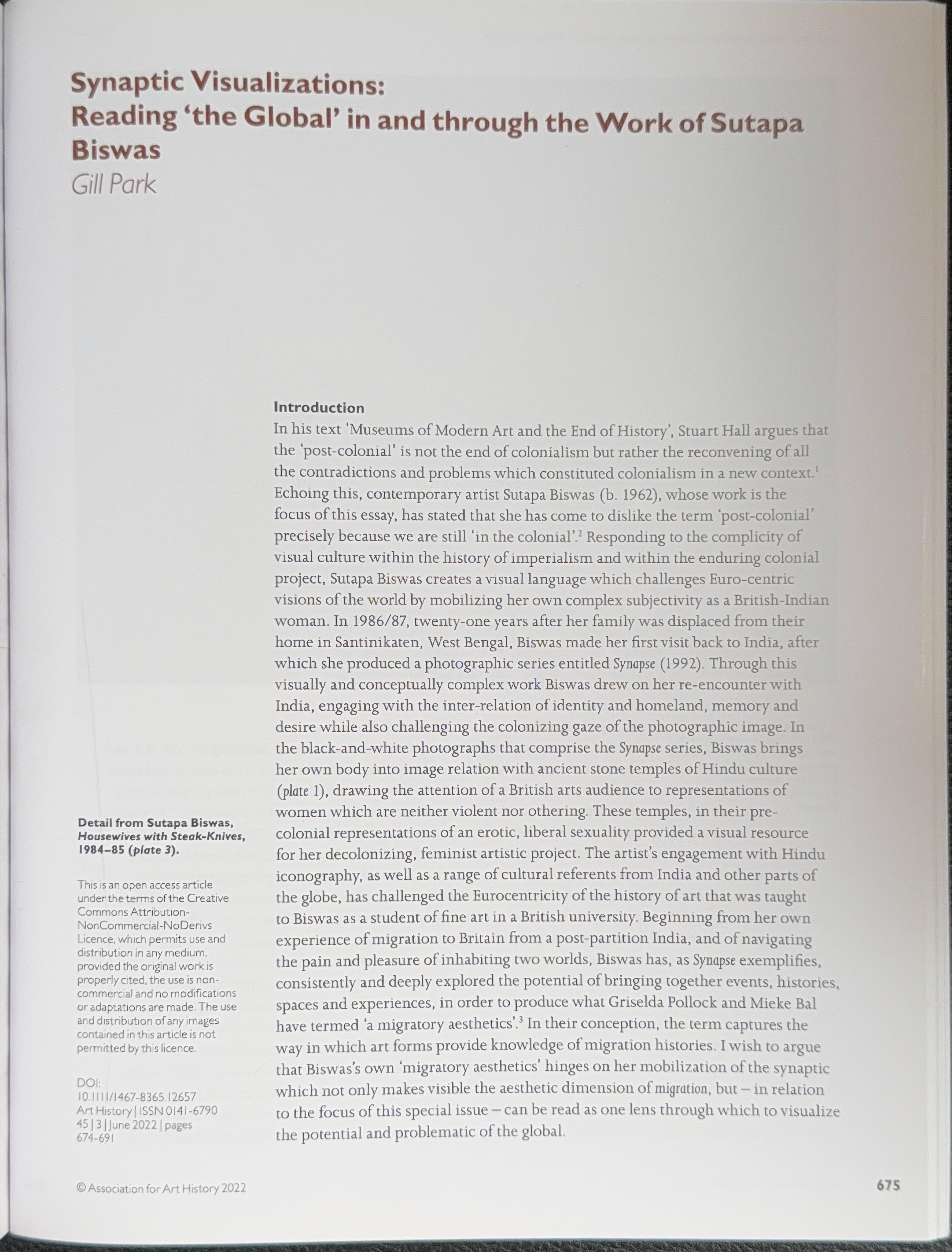 Art History: British Art and the Global.  3